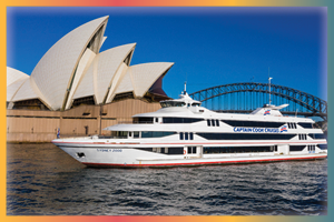 captain cook cruises yacht sails past the Sydney Opera House