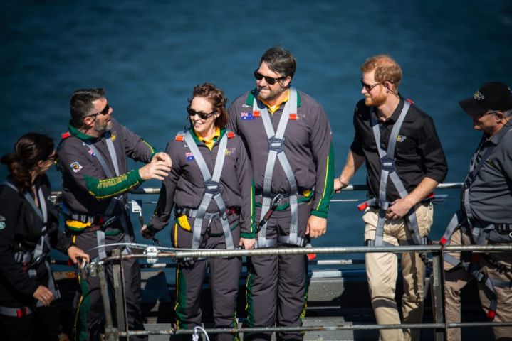 Prince Harry and Invictus Games competitors on the Sydney Harbour Bridge