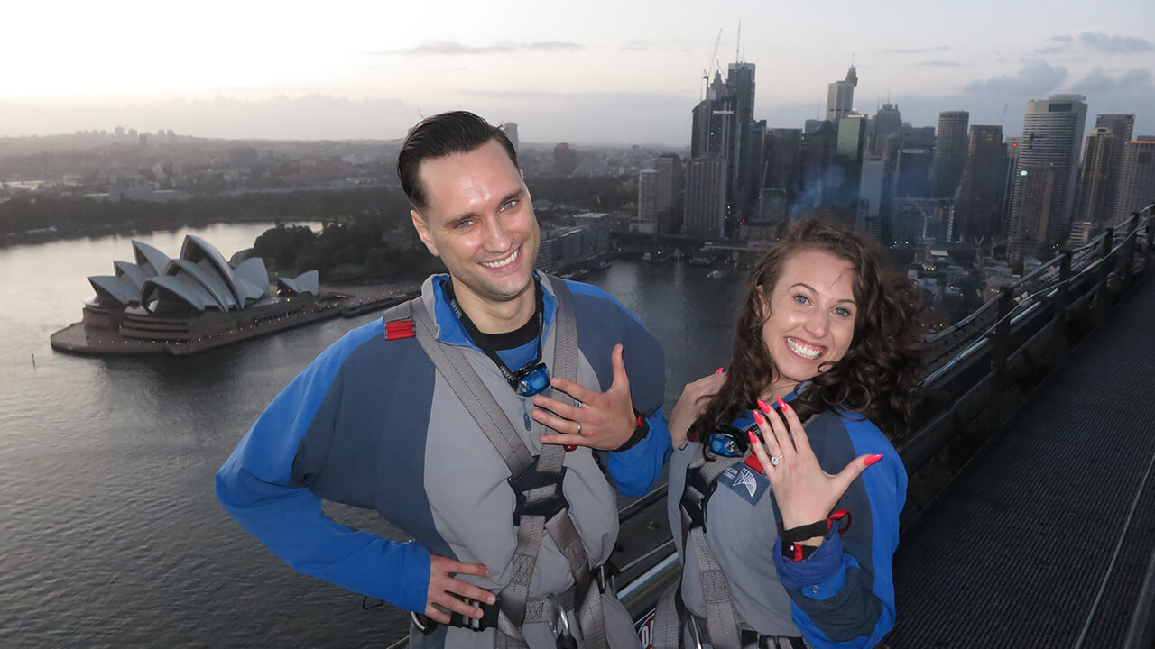 BridgeClimb's first double proposal at the Summit of the Sydney Harbour Bridge
