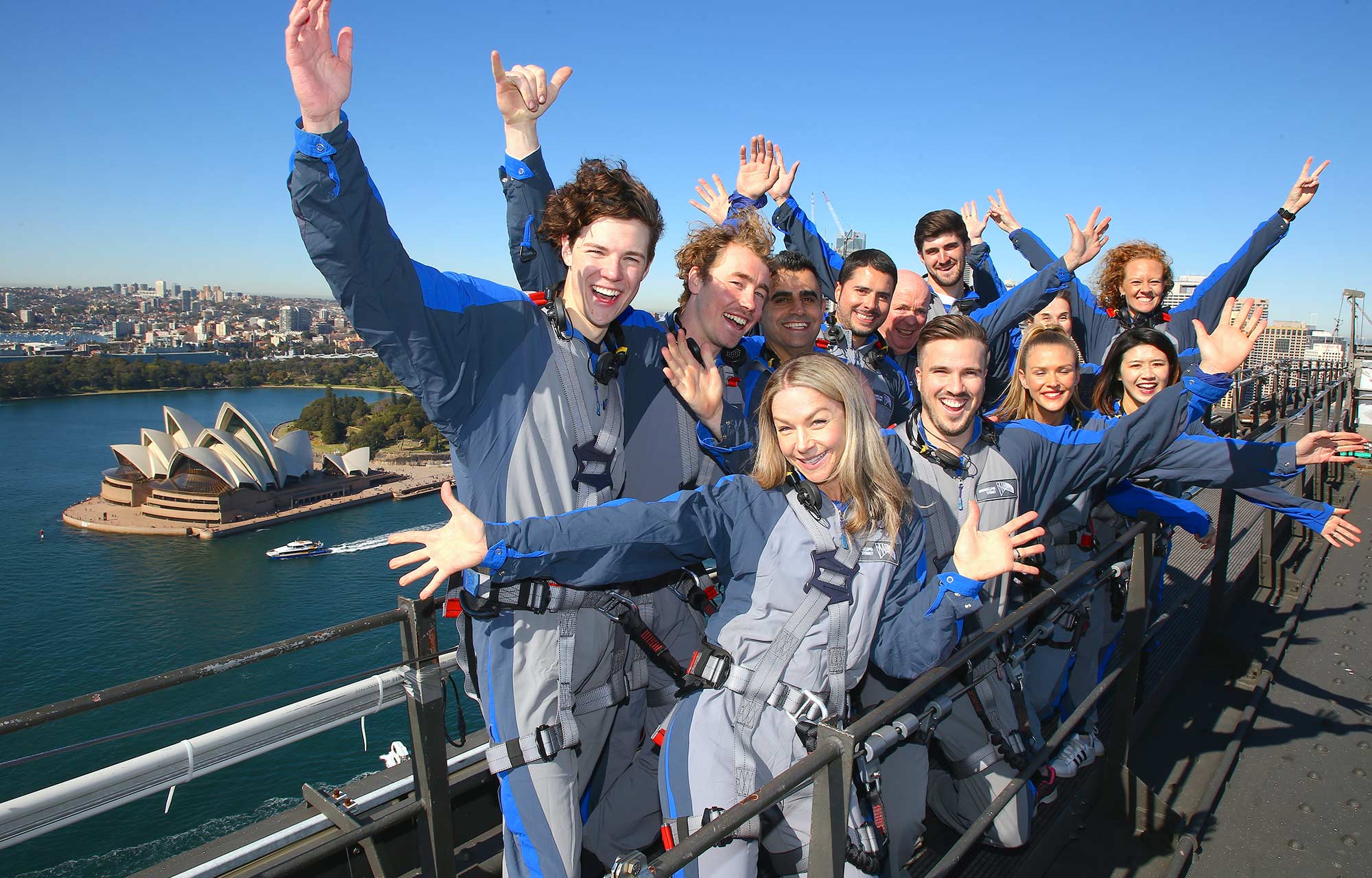group of climbers in modern day bridge climb