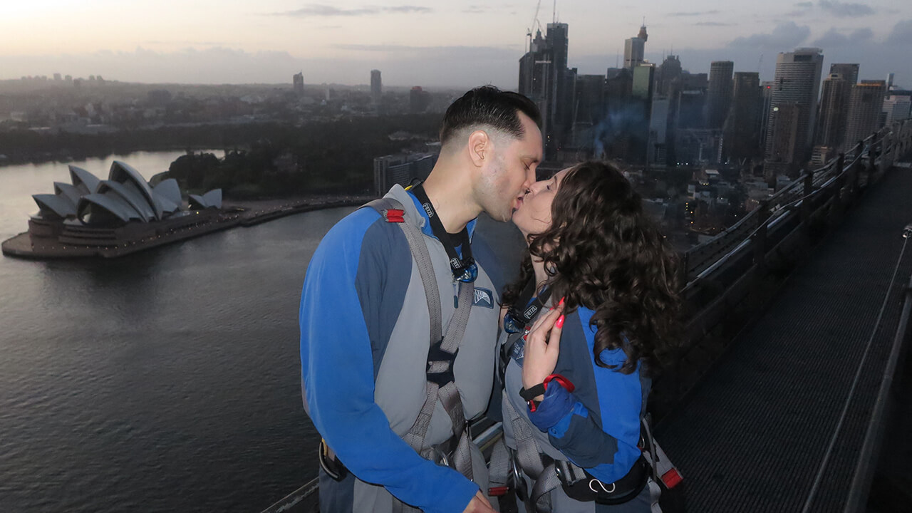 BridgeClimb's first double proposal at the Summit of the Sydney Harbour Bridge