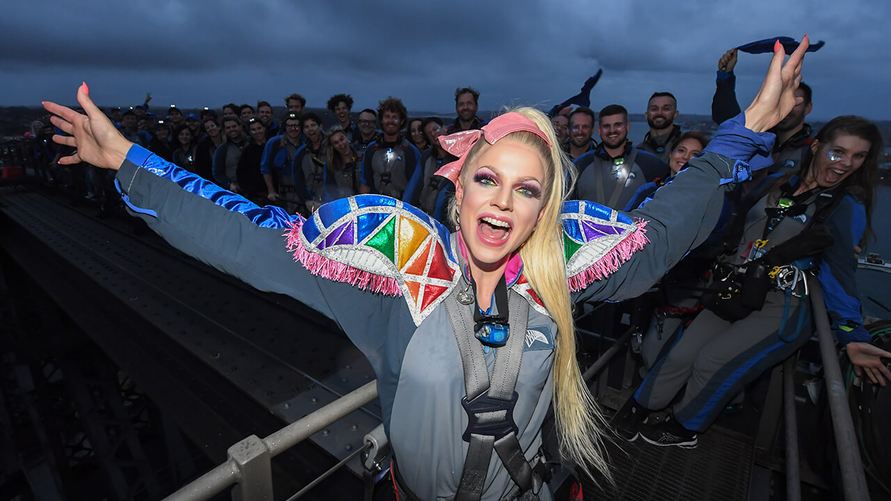 Drag queen Courtney Act performed on top of Australia’s iconic Sydney Harbour Bridge