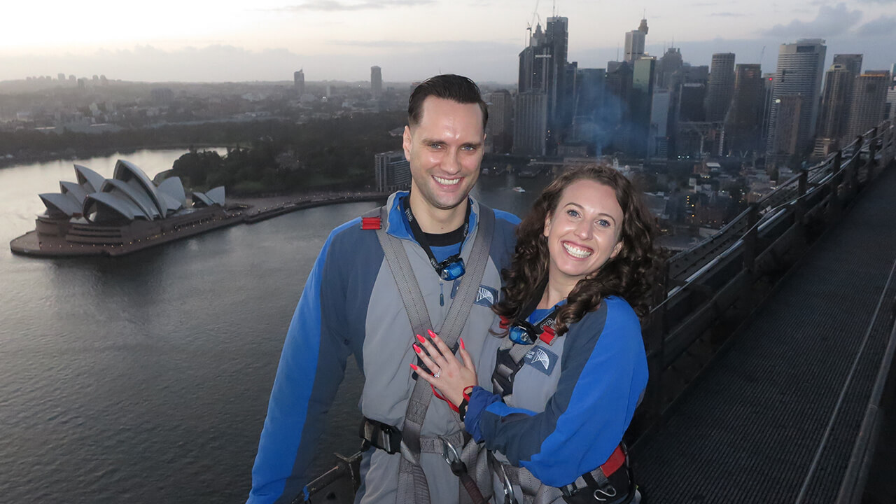 BridgeClimb's first double proposal at the Summit of the Sydney Harbour Bridge