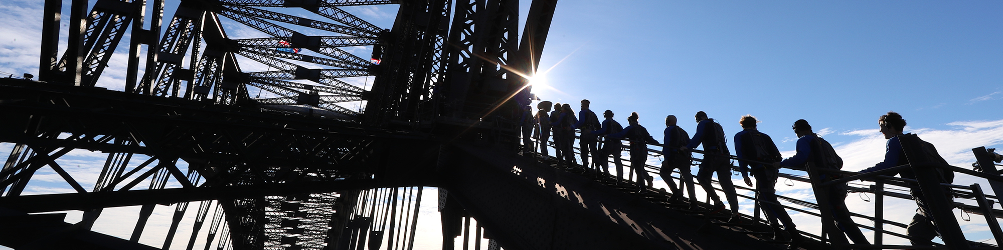Group climbing the arches of the Sydney Harbour Bridge