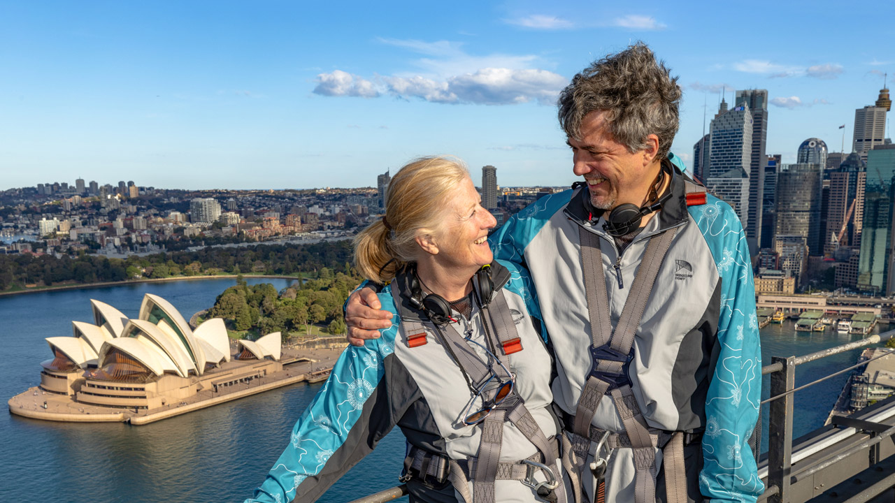 older couple on a bridgeclimb