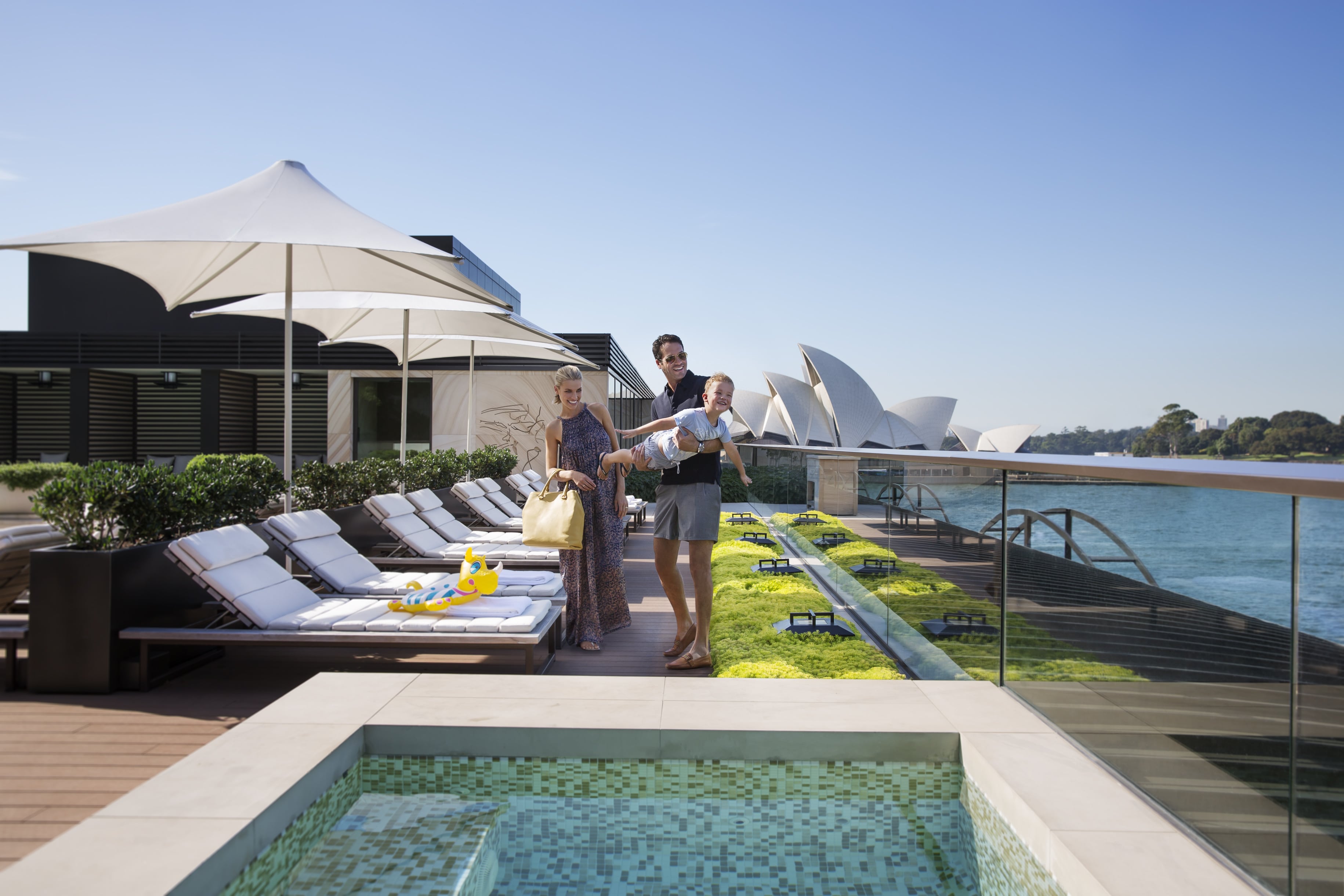 Park Hyatt's rooftop swimming pool with sweeping views of Sydney Harbour