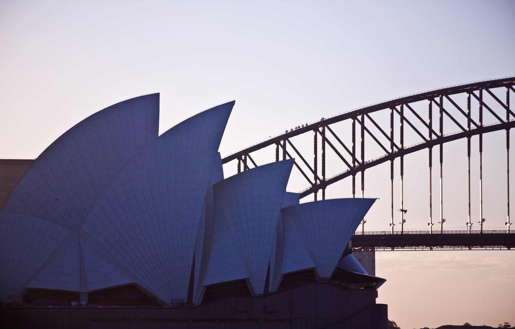 sydney harbour bridge and sails of the sydney opera house