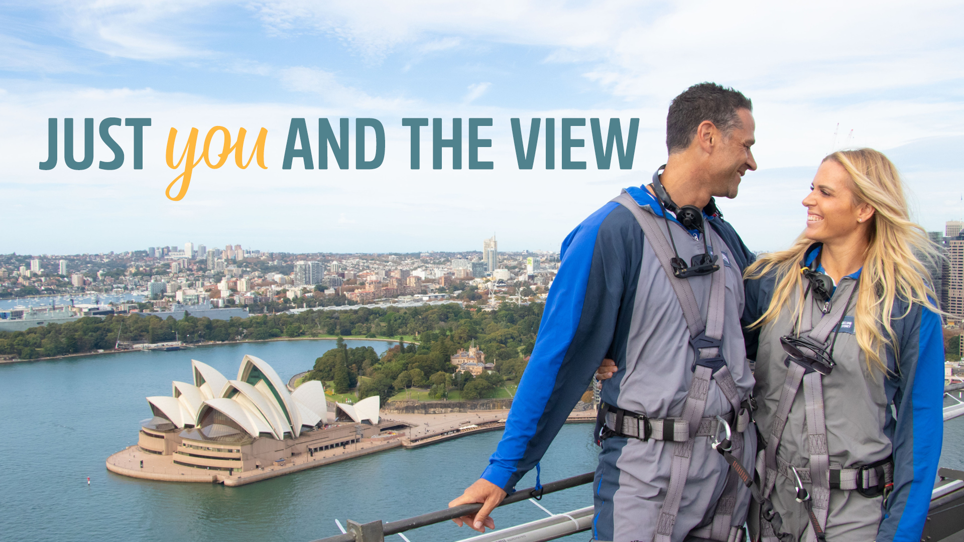 just you and the view a couple enjoying a private bridgeclimb