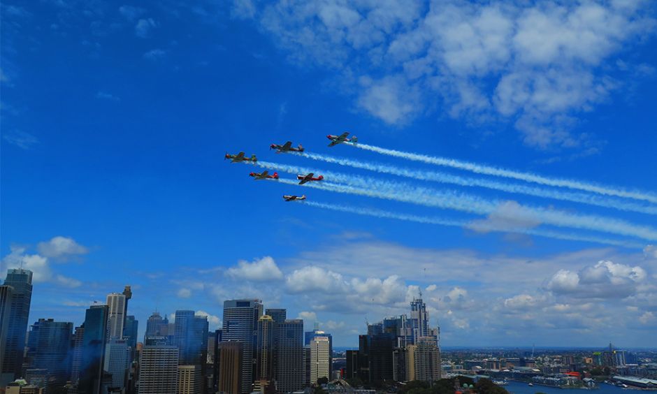 Planes flying over Sydney Harbour