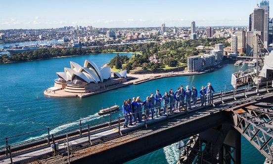 People climbing the Bridge